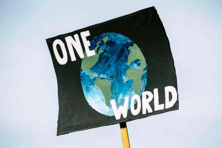 Climate change - Earth blue banner sign