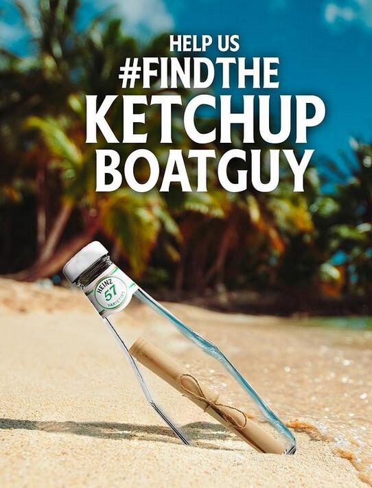 Image of an empty bottle of ketchup in the sand